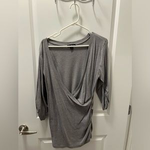 Gray low crisscrossed sweater